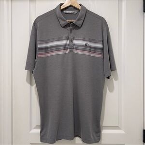 TRAVIS MATHEW Grey Polo Golf Shirt Size Large